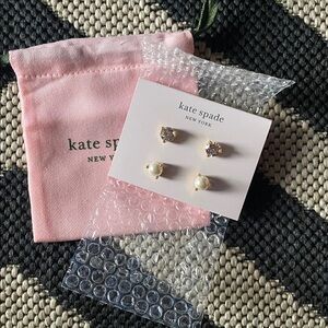 NIB Kate Spade stud earring multi pack diamond and pearls cocktail